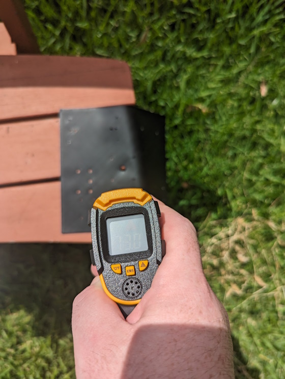 Infrared Thermometer reading 73 degrees celsius